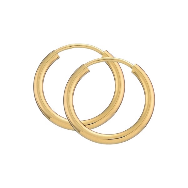 BNH Dame blanke 8 kt rødguld Øre creoler, Ø 15 mm x 2,0 mm